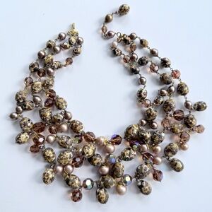 Vintage Louis Rousselet French Couture Glass Bead Faux Pearl Collar Necklace